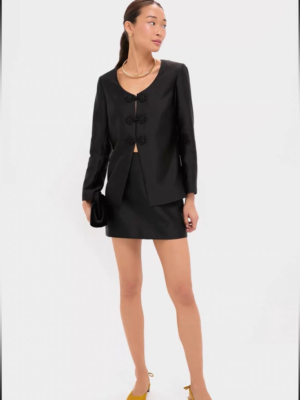 TuckerNuck Black Dupioni Long Sleeve Carrico Top , S
